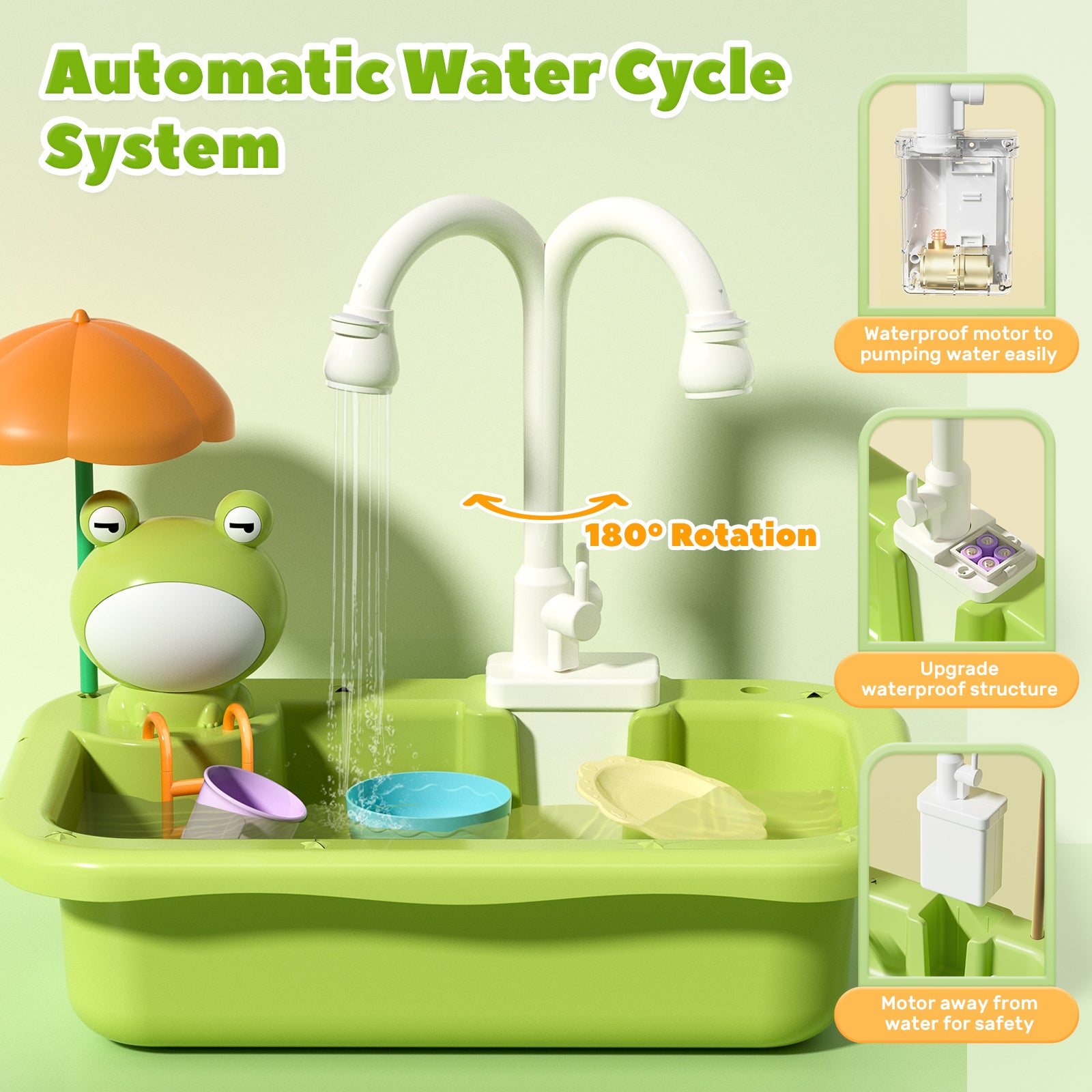  CUTE STONE Color Changing Kitchen Sink Toys, Children Heat  Sensitive Electric Dishwasher Playing Toy with Running Water, Automatic  Water Cycle System Play House Pretend Role Play Toys for Boys Girls 