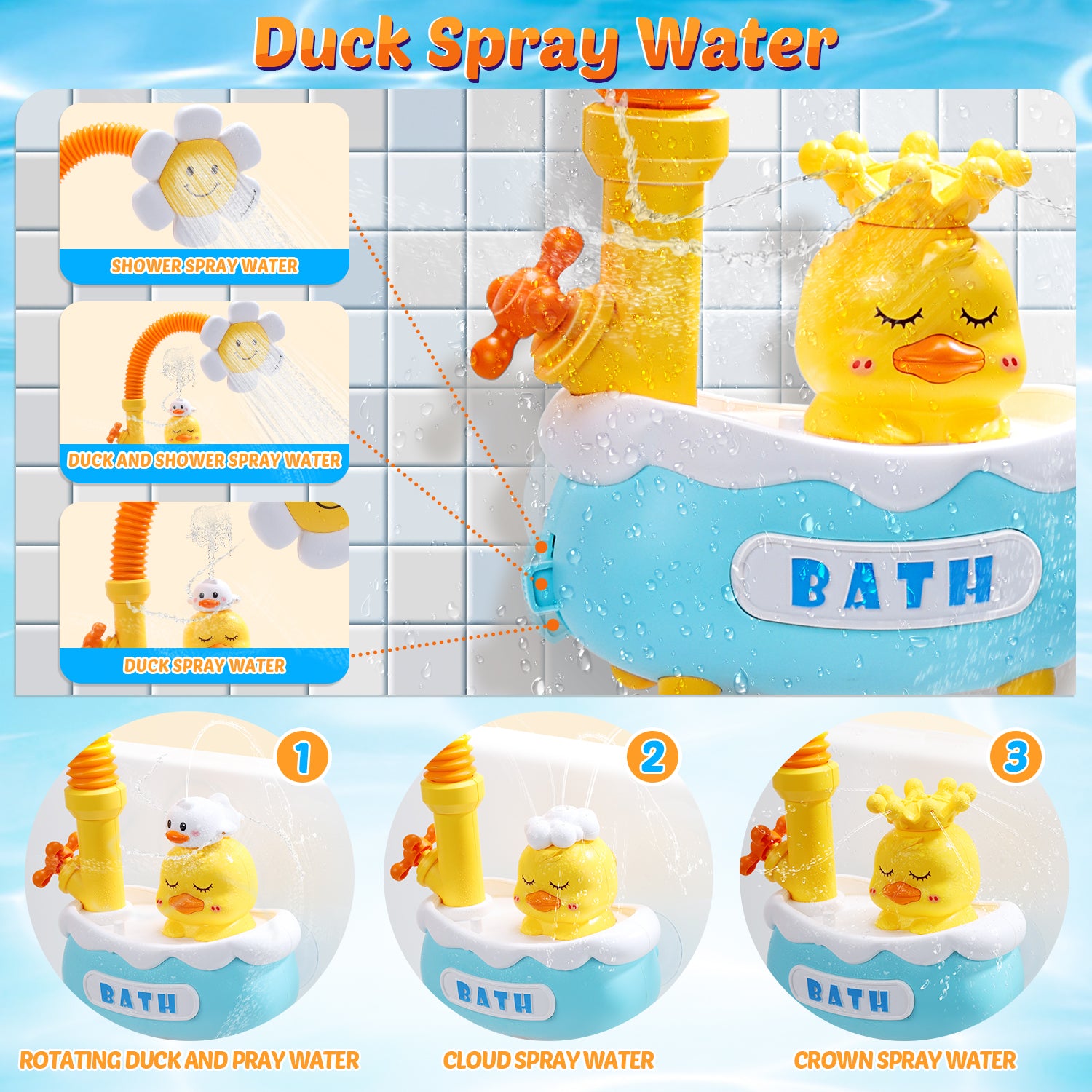Baby Bath Toys Baby Bathtub Toys Yellow Duck Baby Sprinkler Bath