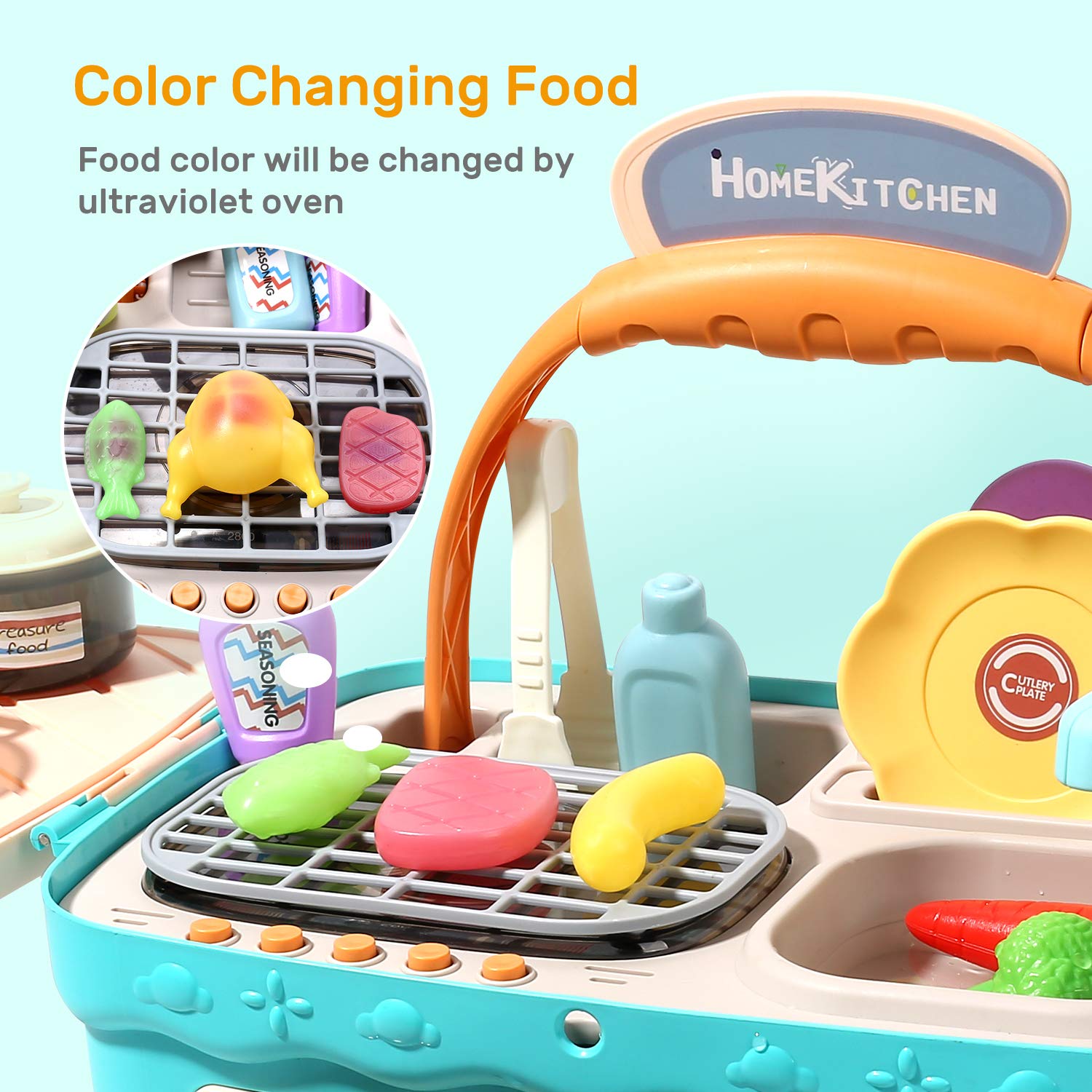 Cute Stone CUTE STONE Microwave Toys Kitchen Play Set,Kids Pretend Play  Electronic Oven with Play Food,Cookware Pot and Pan Toy Set