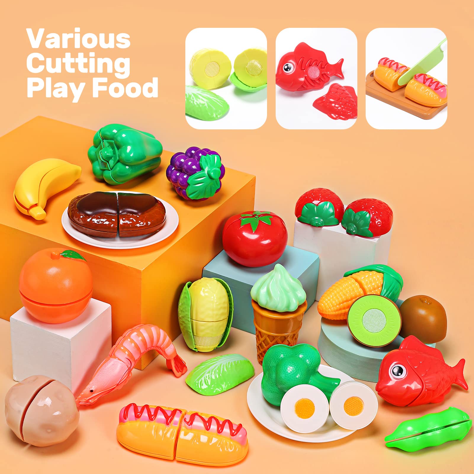  CUTE STONE Kids Kitchen Accessories Set, Play Food Sets for  Kids Kitchen, Kids Cooking Sets with Play Pots and Pans, Utensils Cookware  Toys, Kids Kitchen Playset, Play Kitchen Toy for Girls