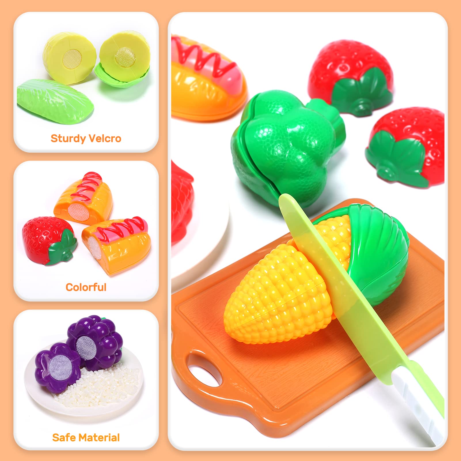 Cute Stone CUTE STONE Pretend Play Kitchen Toys with Stainless Steel  Cookware Pots and Pans Set, Toy Cooking Utensils, Apron, Cutting